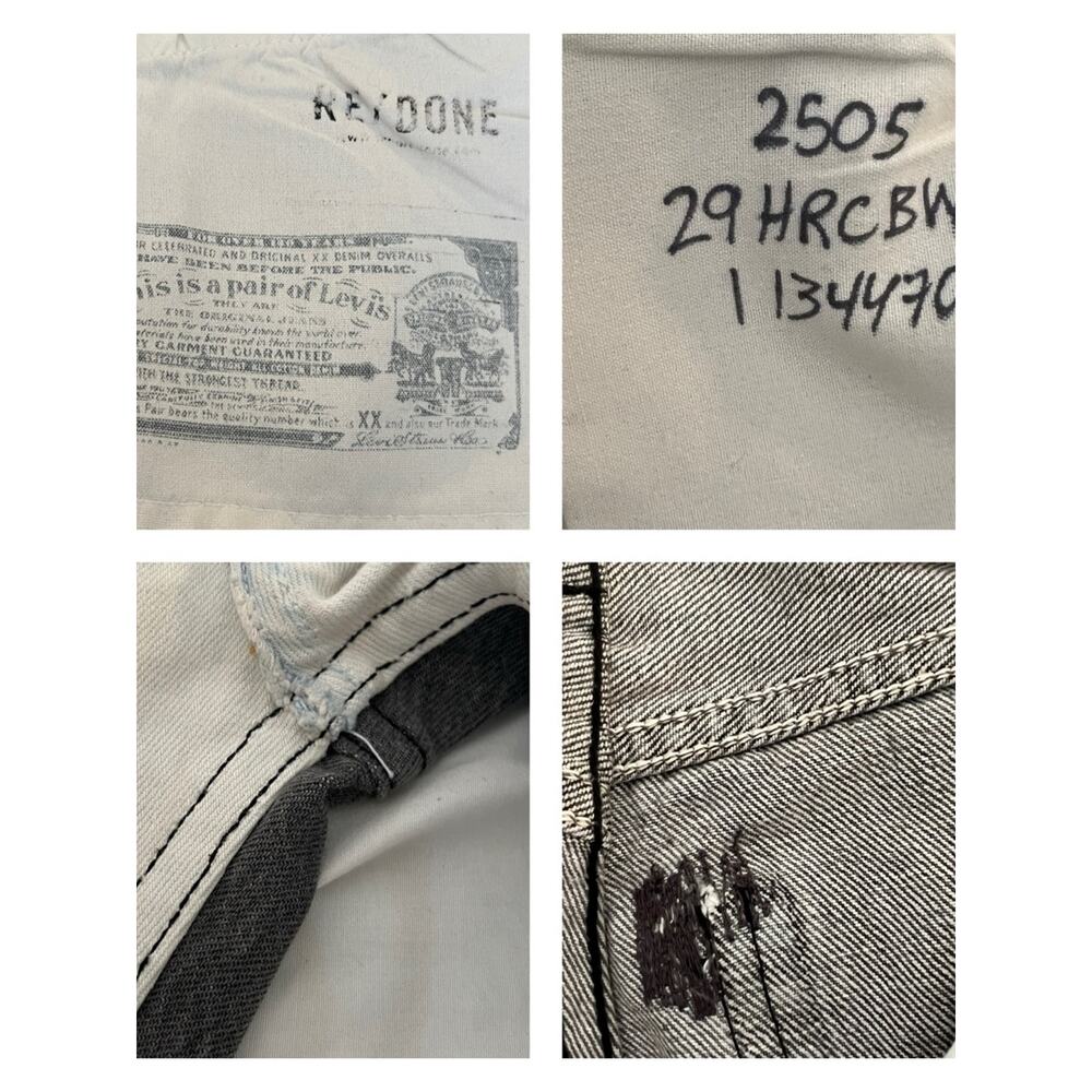 RE DONE X Levi’s Black & White Panel High Rise Raw Hem Jeans Size 29 - Picture 7 of 11